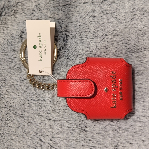 KATE SPADE Staci Apple Airpod Case Key Ring in Gazpacho Red - Picture 2 of 3